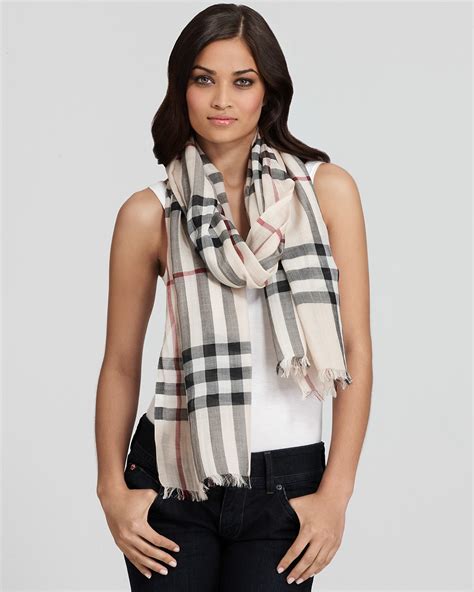 Burberry Check Wool & Silk Gauze Scarf 